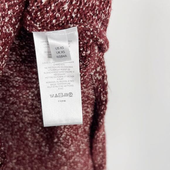 Anthropologie XS Bordeaux Red Flowy Maxi Tunic Sweater Turtleneck Sleeveless - Picture 10 of 15